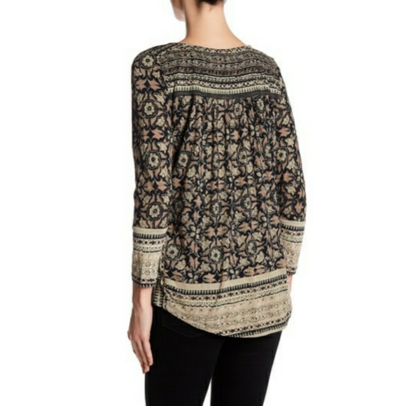 Lucky Brand Floral Woodblock Print Peasant Blouse - Picture 3 of 16